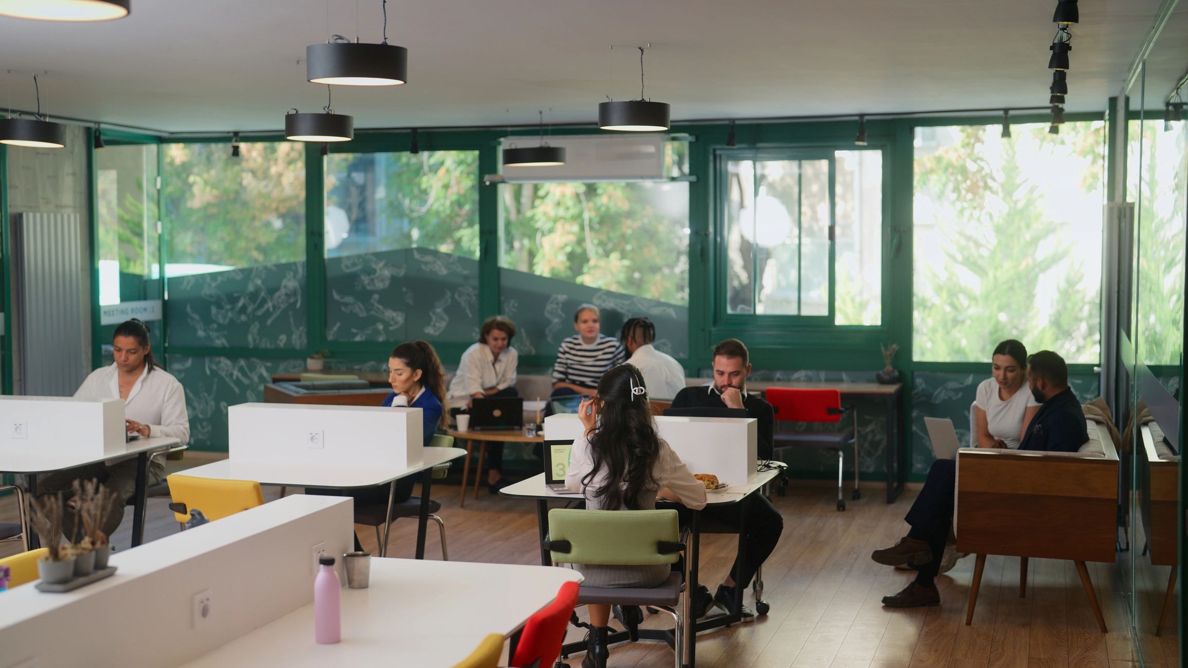 Professional team working together in a modern office